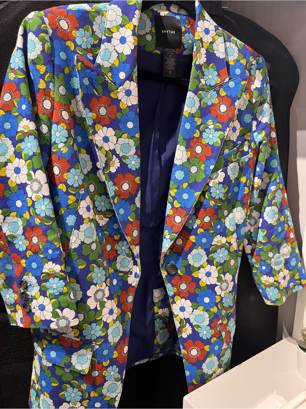 Smythe Blue Floral Print Blazer